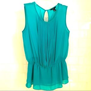Forever 21 Pleated Cord Green Peplum Top Size Medium